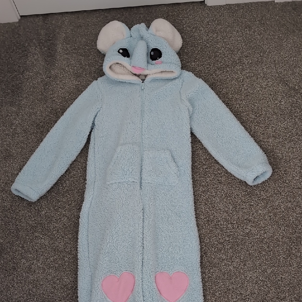 Adorable Blue Mouse Kids Costume with Pink Accents